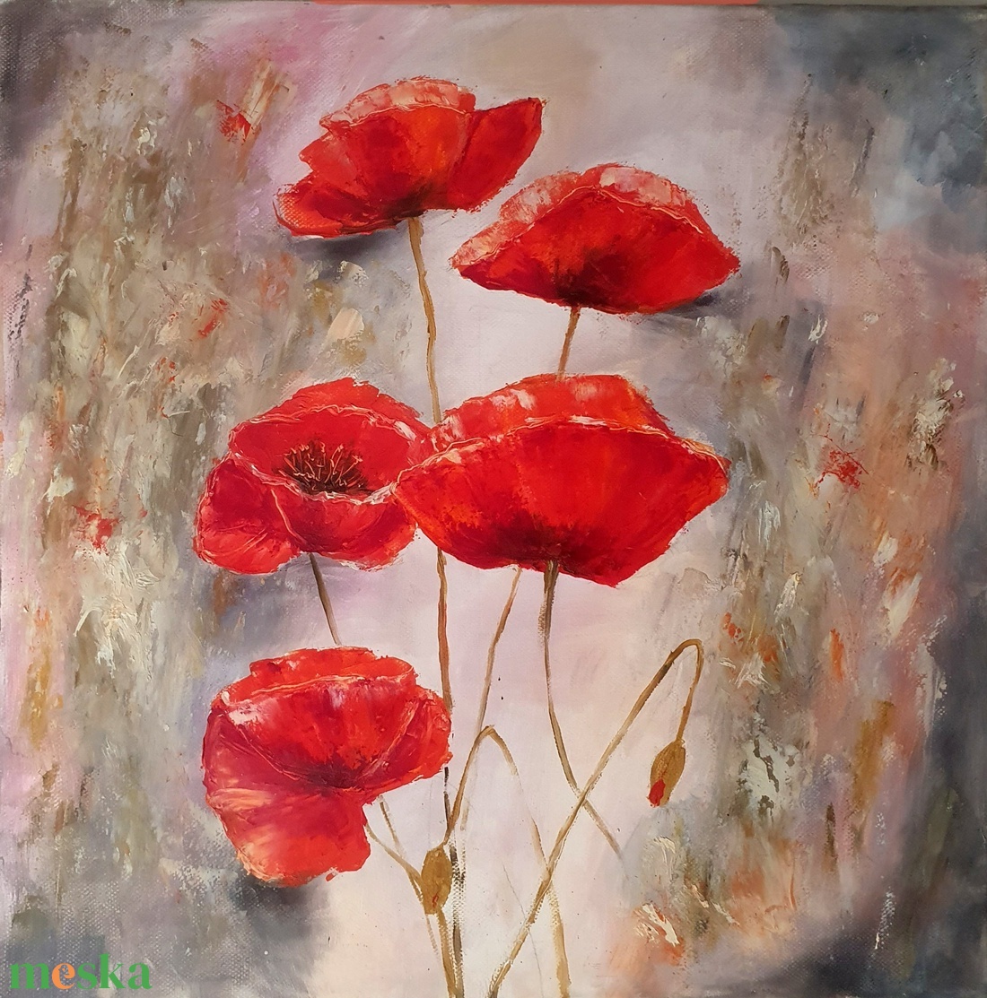 'Pipacsok a mezőn' olajfestmény  - művészet - festmény - olajfestmény - Meska.hu