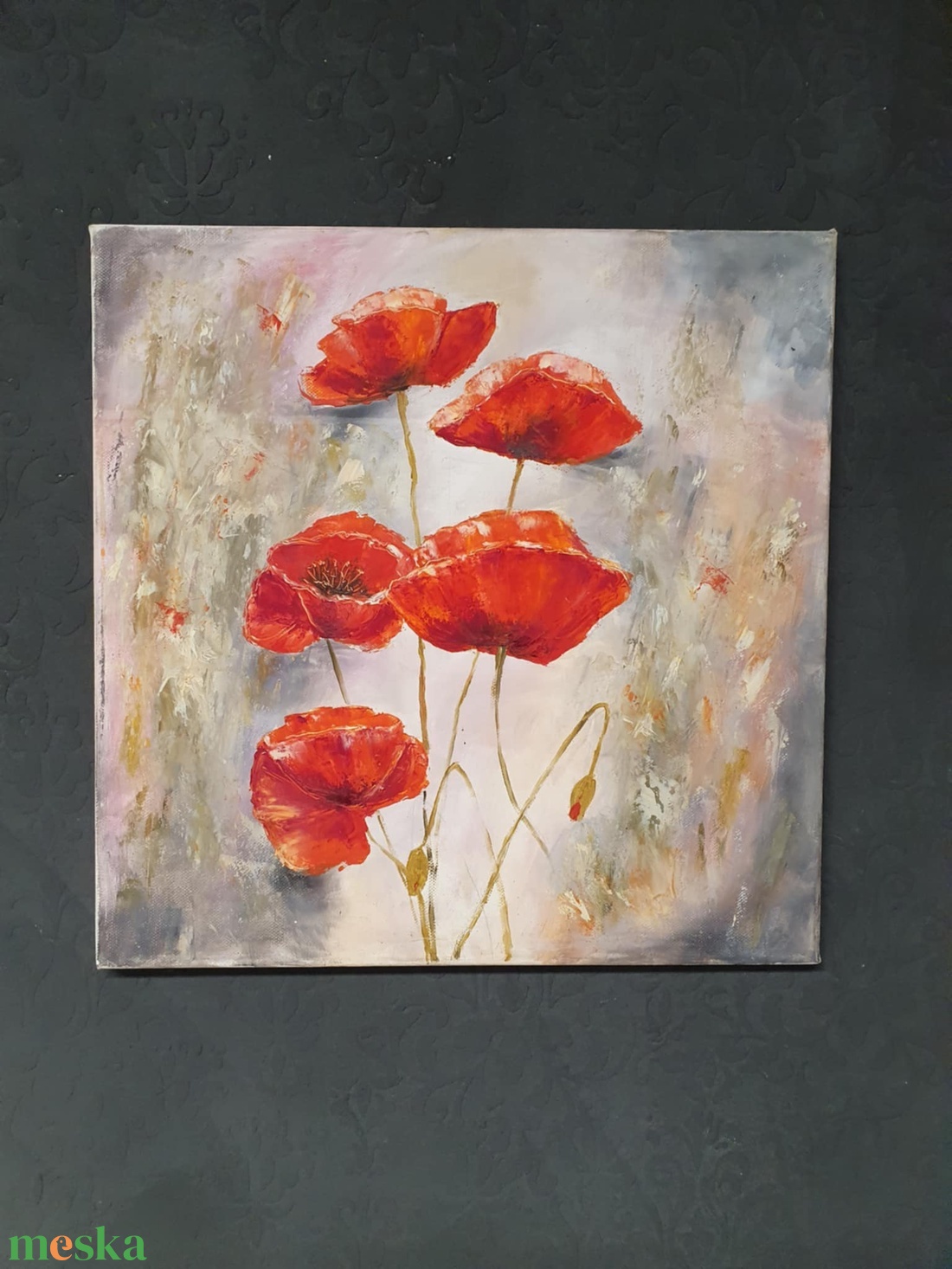 'Pipacsok a mezőn' olajfestmény  - művészet - festmény - olajfestmény - Meska.hu