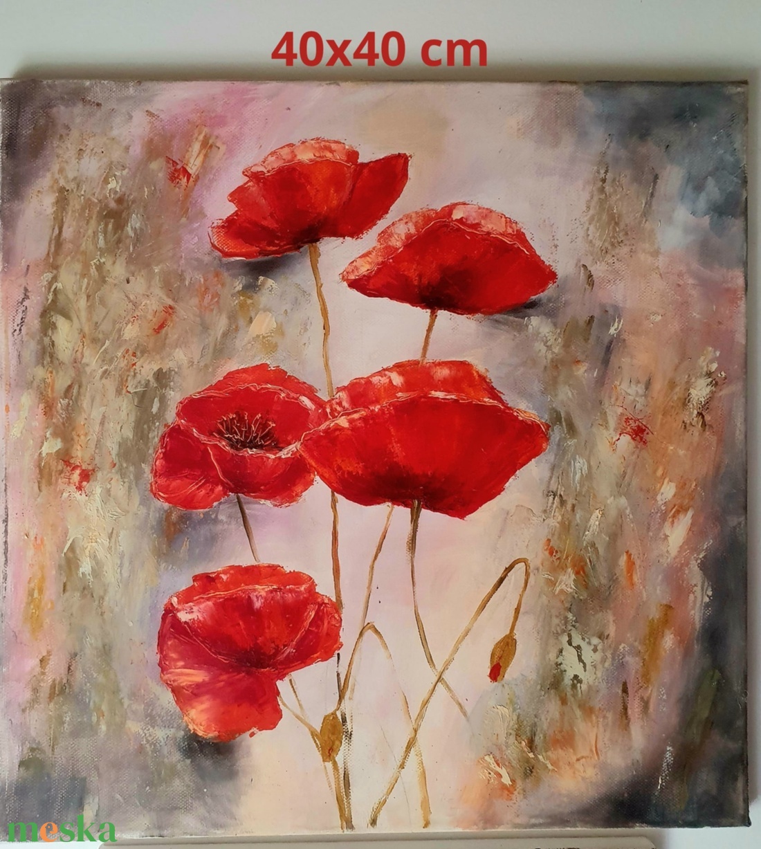 'Pipacsok a mezőn' olajfestmény  - művészet - festmény - olajfestmény - Meska.hu