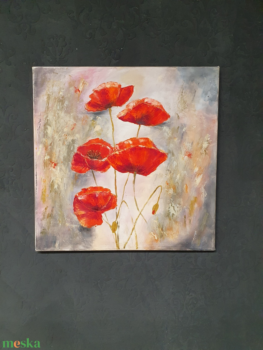 'Pipacsok a mezőn' olajfestmény  - művészet - festmény - olajfestmény - Meska.hu