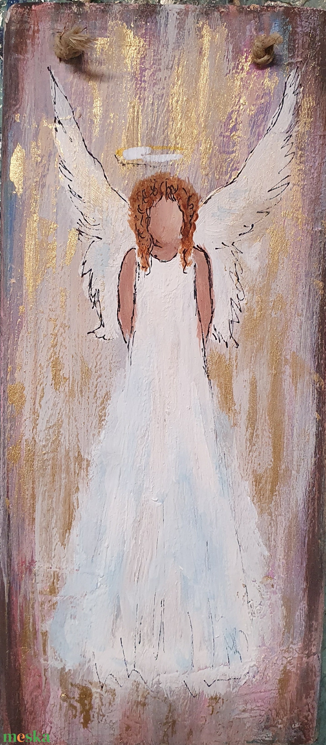 Karácsonyi angyalka fatáblán - karácsony - karácsonyi lakásdekoráció - karácsonyi lakásdíszek - Meska.hu