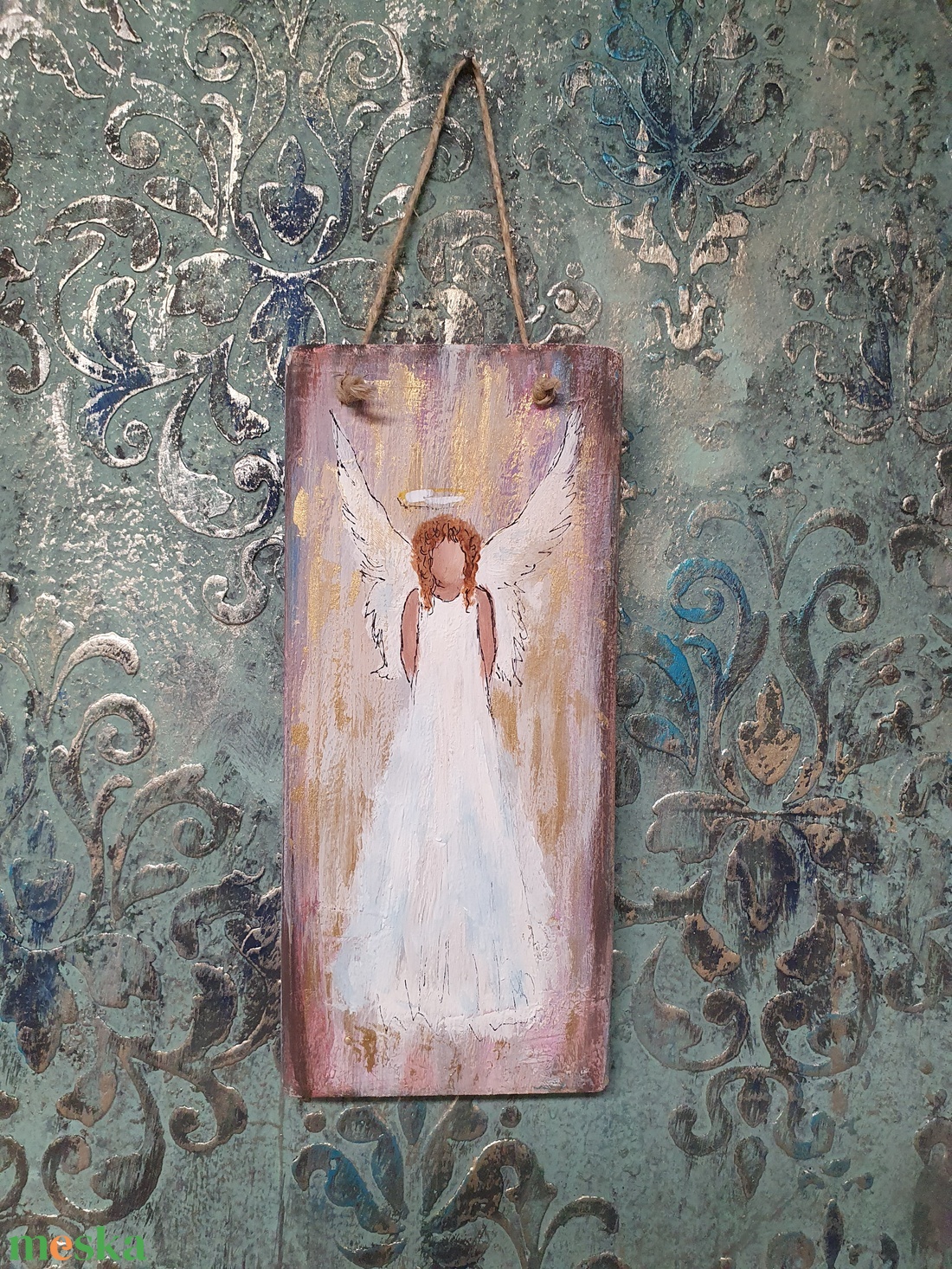 Karácsonyi angyalka fatáblán - karácsony - karácsonyi lakásdekoráció - karácsonyi lakásdíszek - Meska.hu