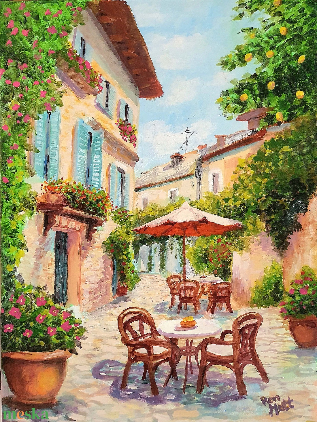 'Mediterrán utcakép' - művészet - festmény - akril - Meska.hu