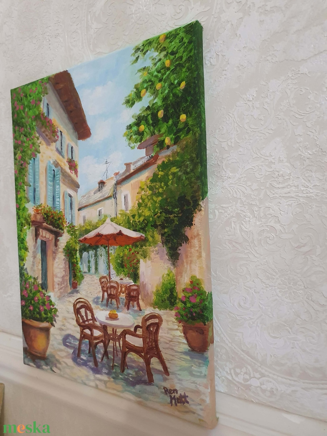 'Mediterrán utcakép' - művészet - festmény - akril - Meska.hu