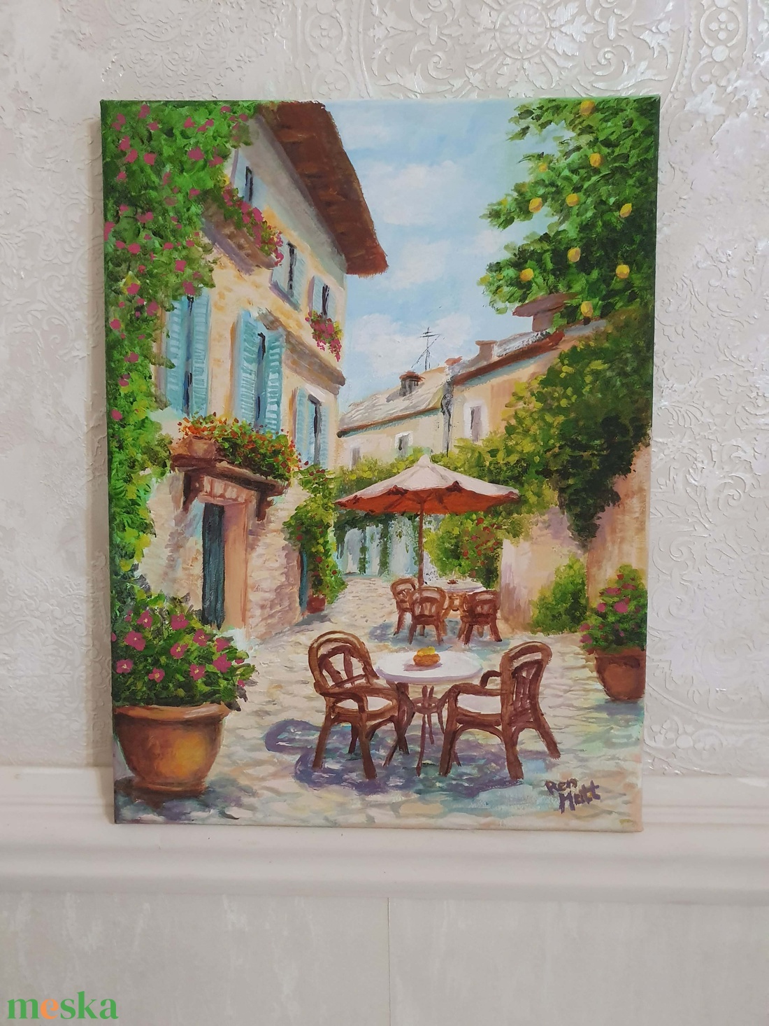 'Mediterrán utcakép' - művészet - festmény - akril - Meska.hu