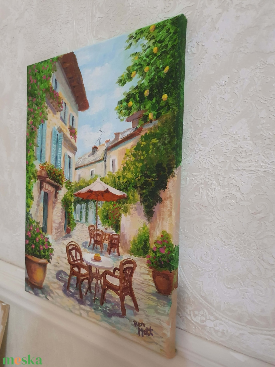 'Mediterrán utcakép' - művészet - festmény - akril - Meska.hu