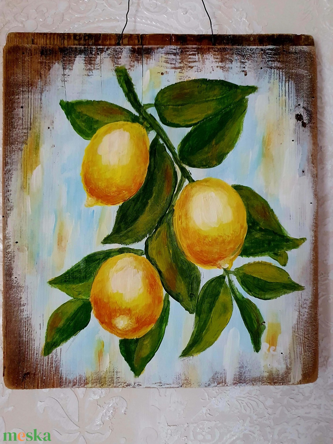 Festett fatábla - művészet - festmény - akril - Meska.hu