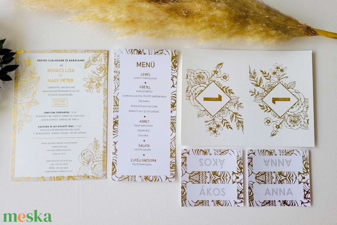 esküvői arany virágos asztalszám, 2 oldalas, háztető forma - esküvő - meghívó & kártya - menü - Meska.hu esküvői arany virágos asztalszám, 2 oldalas, háztető forma - esküvő - meghívó & kártya - menü - Meska.hu
