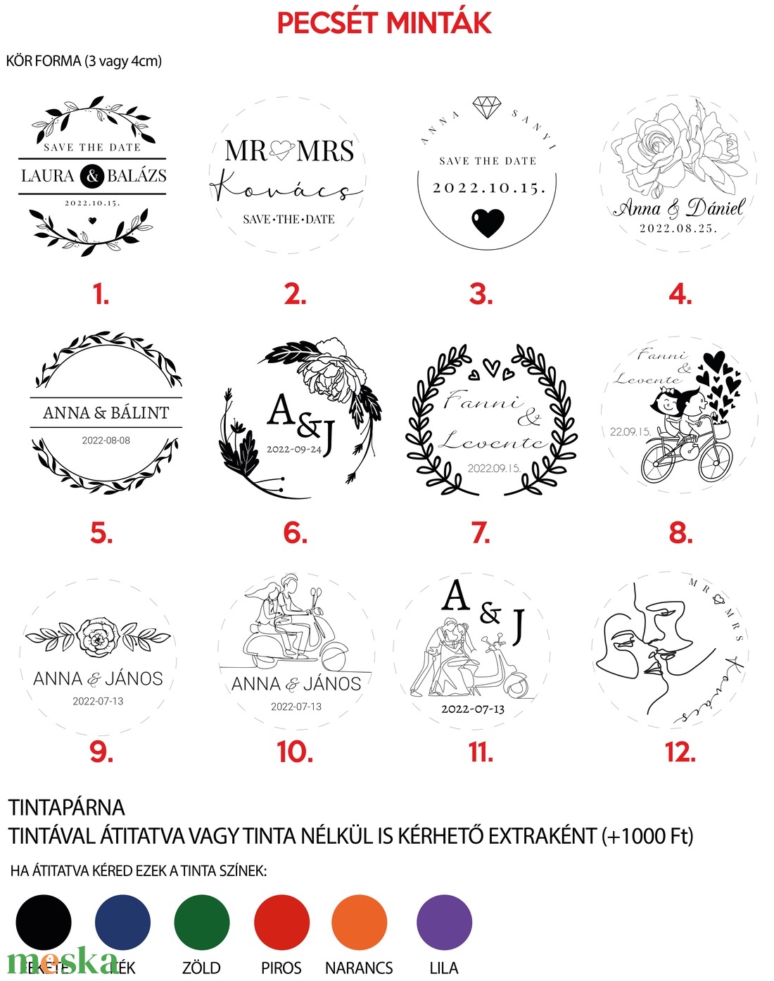 esküvői nyomda pecsét fa alappal választható motívummal, biciklis, motoros pár, Mr és Mrs - esküvő - dekoráció - tábla & jelzés - Meska.hu
