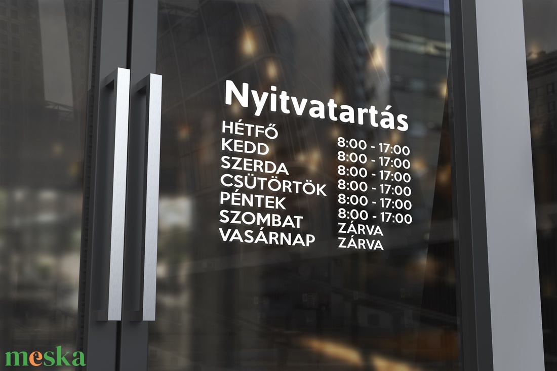Nyitvatartás matrica ablakra, ajtóra akciós termékkép 1