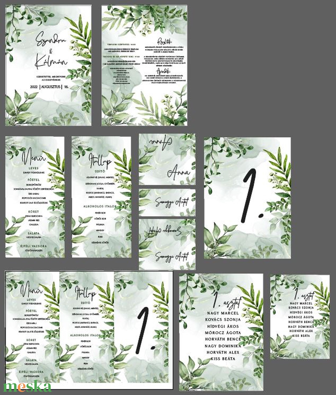 esküvői greenery ültetési rend, 1 oldalas - esküvő - meghívó & kártya - menü - Meska.hu esküvői greenery ültetési rend, 1 oldalas - esküvő - meghívó & kártya - menü - Meska.hu