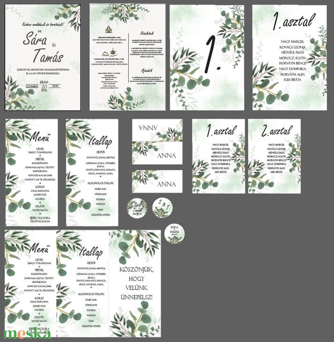 esküvői greenery asztalszám, 1 oldalas, A5 - esküvő - meghívó & kártya - menü - Meska.hu esküvői greenery asztalszám, 1 oldalas, A5 - esküvő - meghívó & kártya - menü - Meska.hu