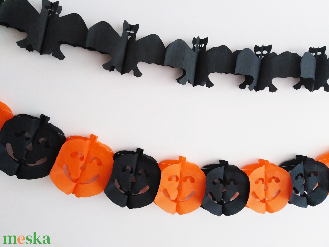 Denevér garland Halloween papír dekoráció 3 méter - otthon & életmód - dekoráció - halloween - halloweeni dekoráció - Meska.hu