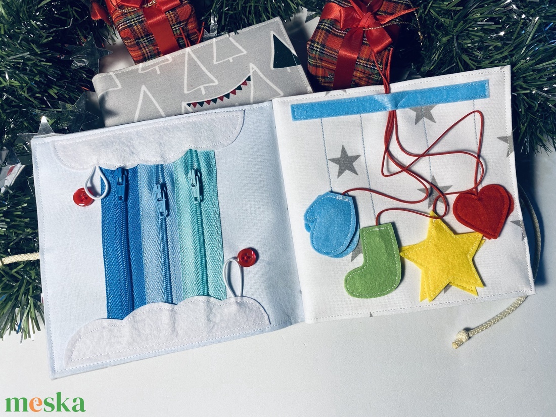 Karácsonyi ajandék, matatókönyv gyerekeknek, fejlesztőkönyv, csendeskönyv 1 éves kortól, egyedi ajándék gyerekeknek - játék & sport - textilkönyv & babakönyv - Meska.hu