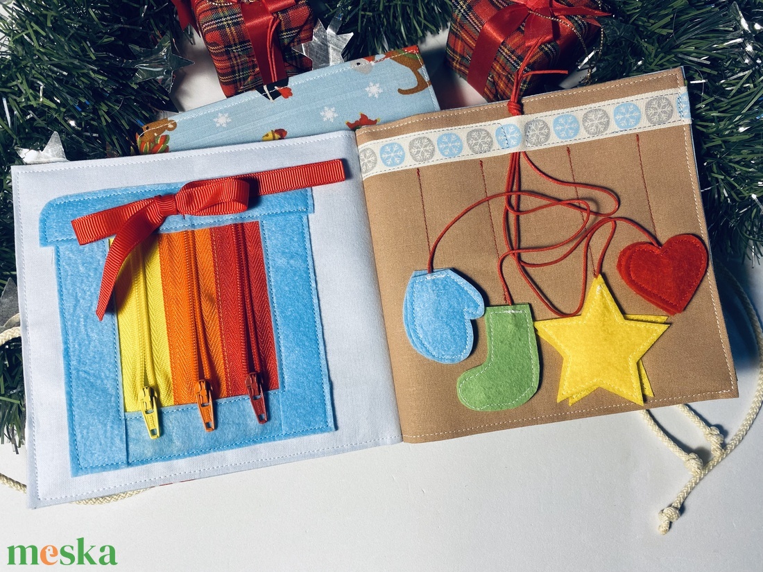 Karácsonyi ajandék, matatókönyv gyerekeknek, fejlesztőkönyv, csendeskönyv 1 éves kortól, egyedi ajándék gyerekeknek - játék & sport - textilkönyv & babakönyv - Meska.hu