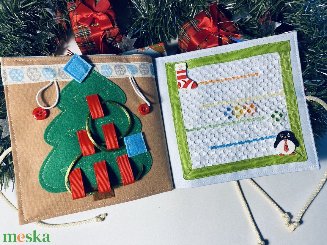 Karácsonyi ajandék, matatókönyv gyerekeknek, fejlesztőkönyv, csendeskönyv 1 éves kortól, egyedi ajándék gyerekeknek - játék & sport - textilkönyv & babakönyv - Meska.hu