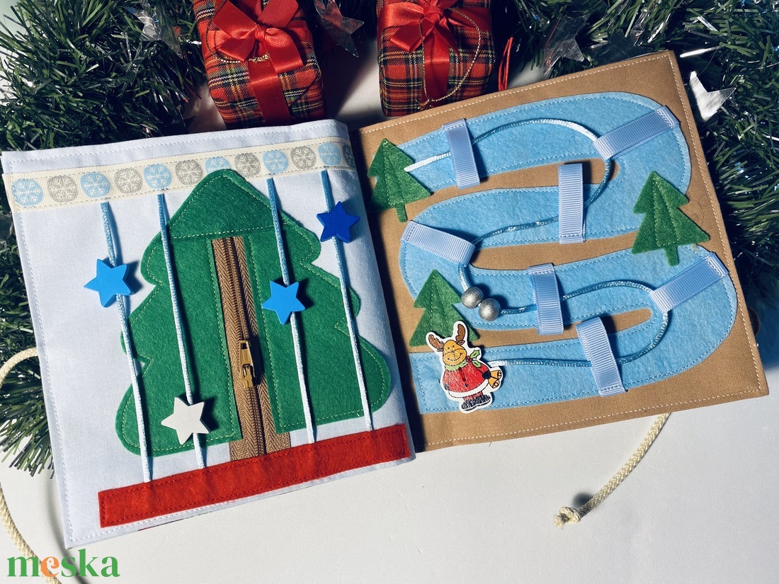 Karácsonyi csendeskönyv 6 oldallal, fejlesztőkönyv, matatókönyv 1 éves kortól, egyedi ajándék gyerekeknek - játék & sport - textilkönyv & babakönyv - Meska.hu