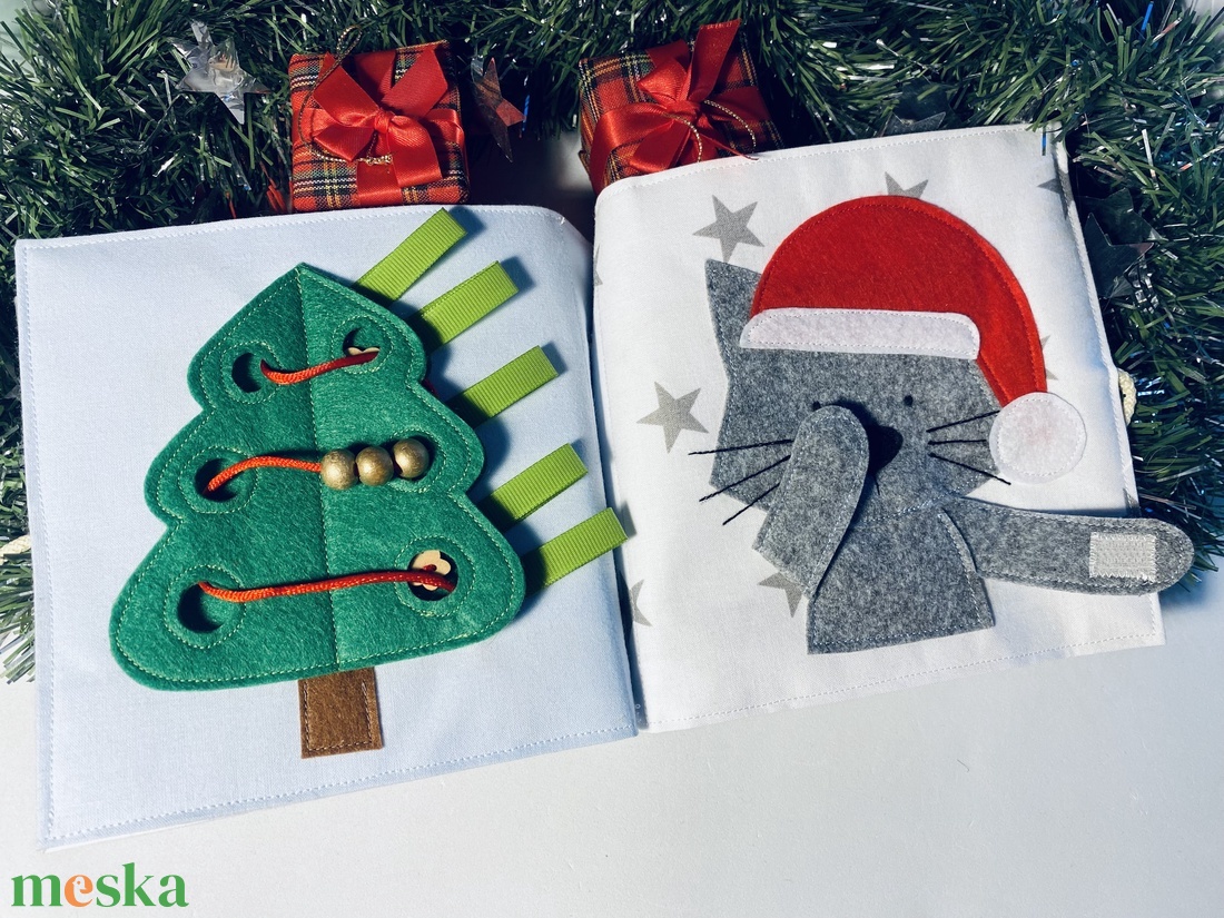 Karácsonyi csendeskönyv 6 oldallal, fejlesztőkönyv, matatókönyv 1 éves kortól, egyedi ajándék gyerekeknek - baba - mama - baba játékok - textilkönyv & babakönyv - Meska.hu