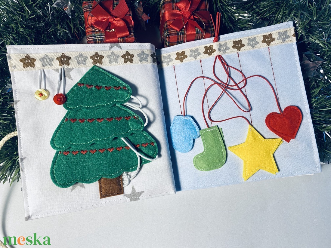 Karácsonyi csendeskönyv 6 oldallal, fejlesztőkönyv, matatókönyv 1 éves kortól, egyedi ajándék gyerekeknek - baba - mama - baba játékok - textilkönyv & babakönyv - Meska.hu