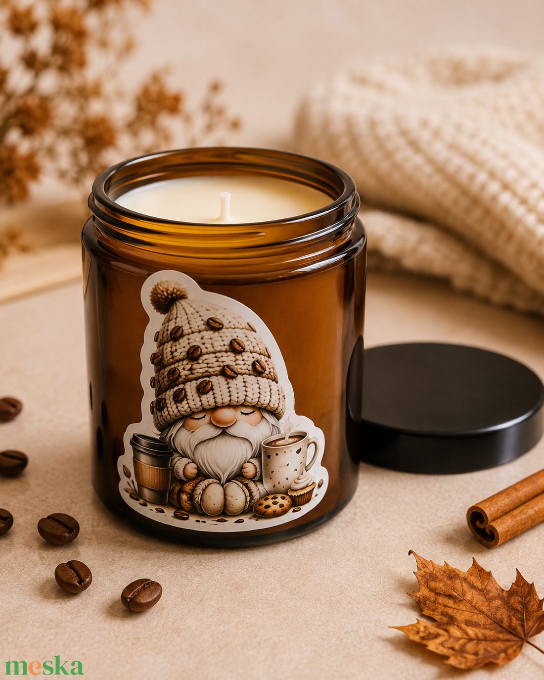 Kávézós manó szójagyertya 180ml - otthon & életmód - gyertya, illat, aroma - gyertya - Meska.hu