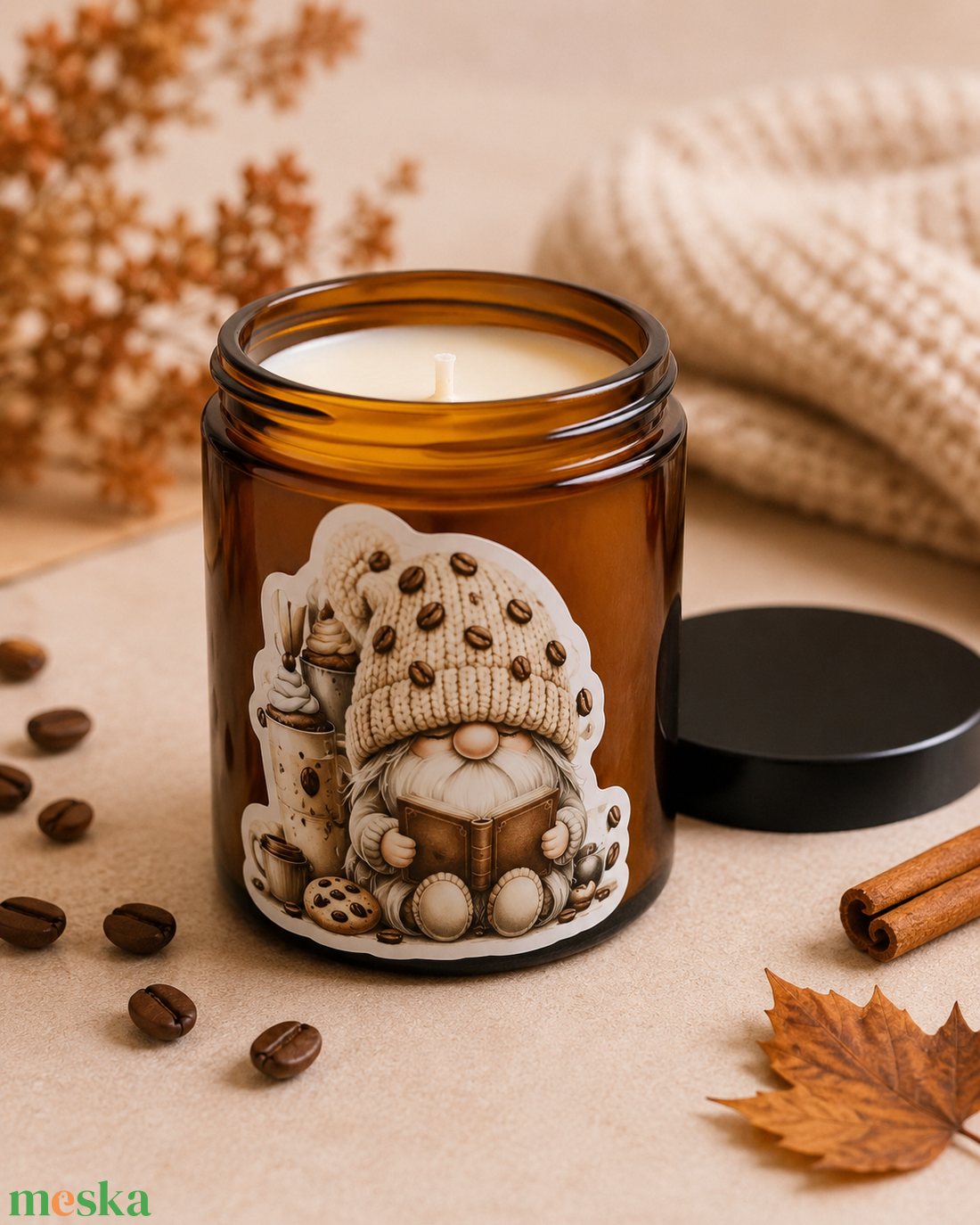 Kávézós manó szójagyertya 180ml - otthon & életmód - gyertya, illat, aroma - gyertya - Meska.hu