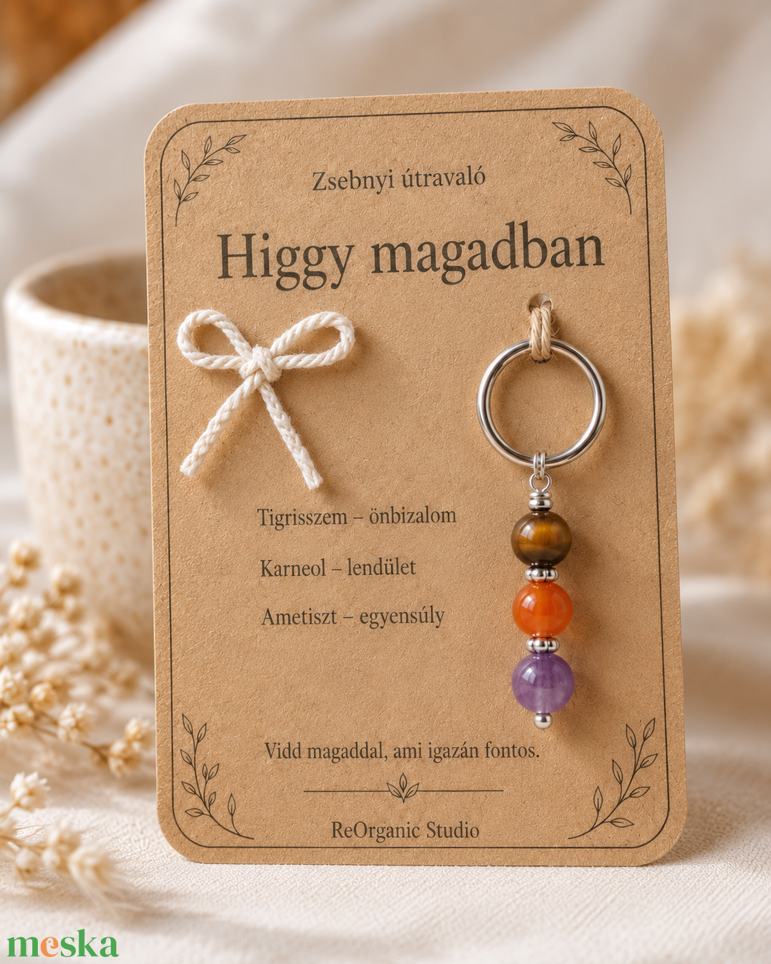 Zsebnyi útravaló � Higgy magadban � ásványos kulcstartó ajándékkártyán - táska & tok - kulcstartó & táskadísz - kulcstartó - Meska.hu