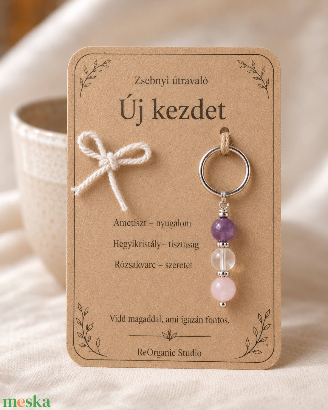 Zsebnyi útravaló � Új kezdet � ásványos kulcstartó ajándékkártyán - táska & tok - kulcstartó & táskadísz - kulcstartó - Meska.hu