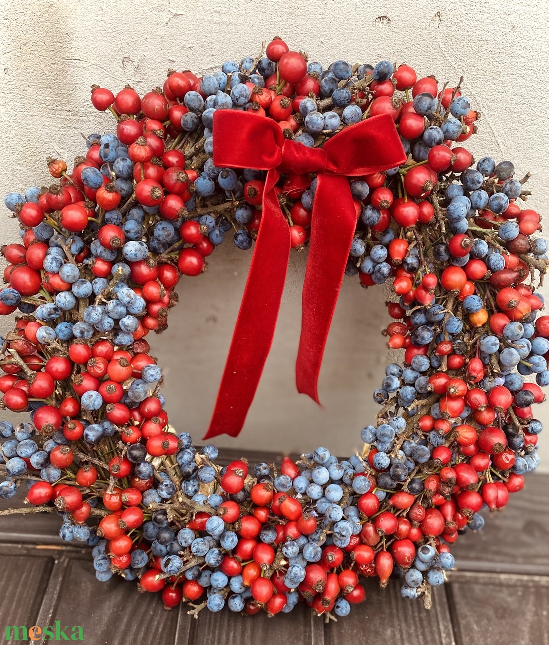 Csipkebogyó Kökény koszorú - otthon & életmód - dekoráció - virágdísz és tartó - koszorú - Meska.hu