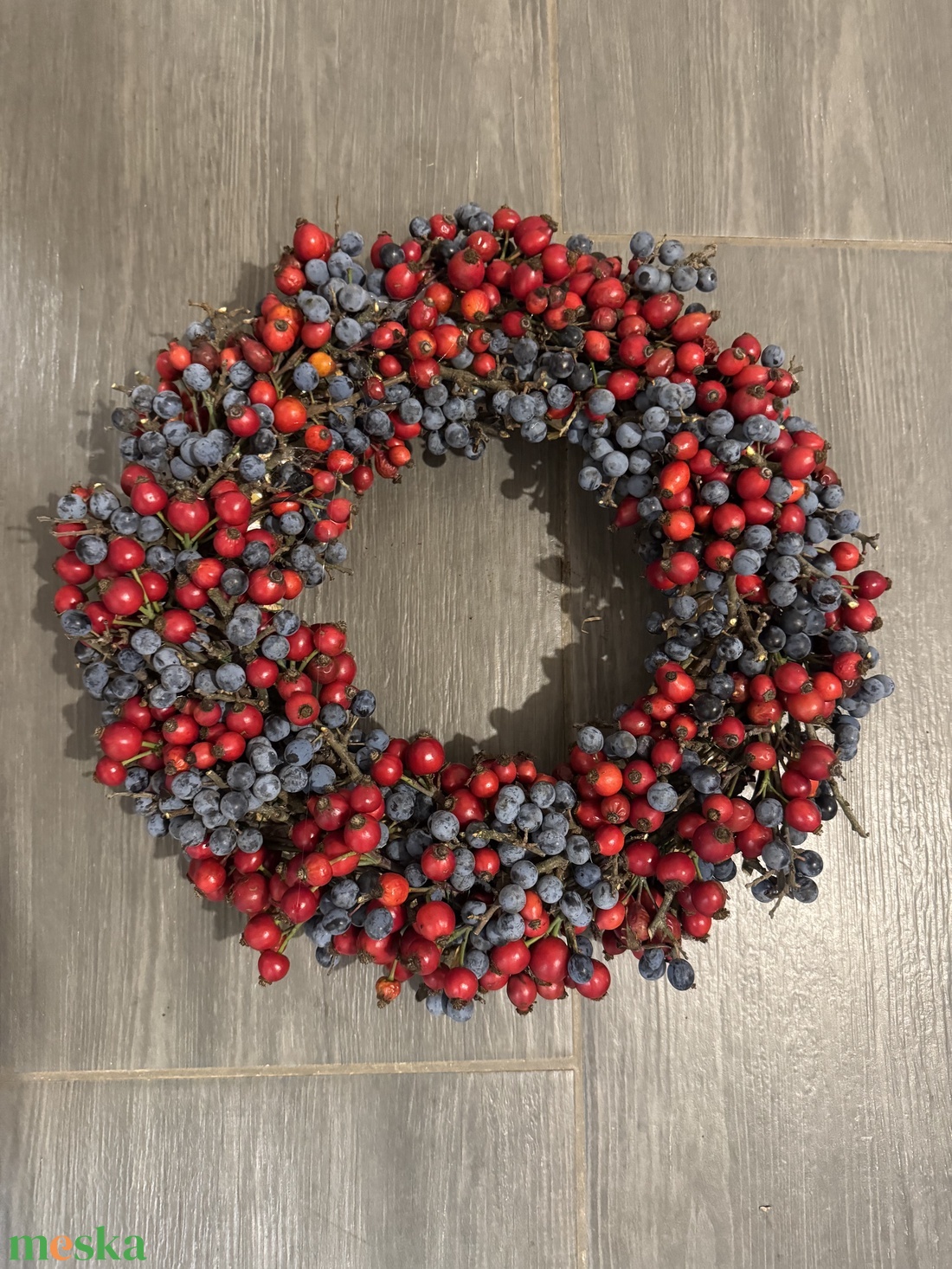 Csipkebogyó Kökény koszorú - otthon & életmód - dekoráció - virágdísz és tartó - koszorú - Meska.hu