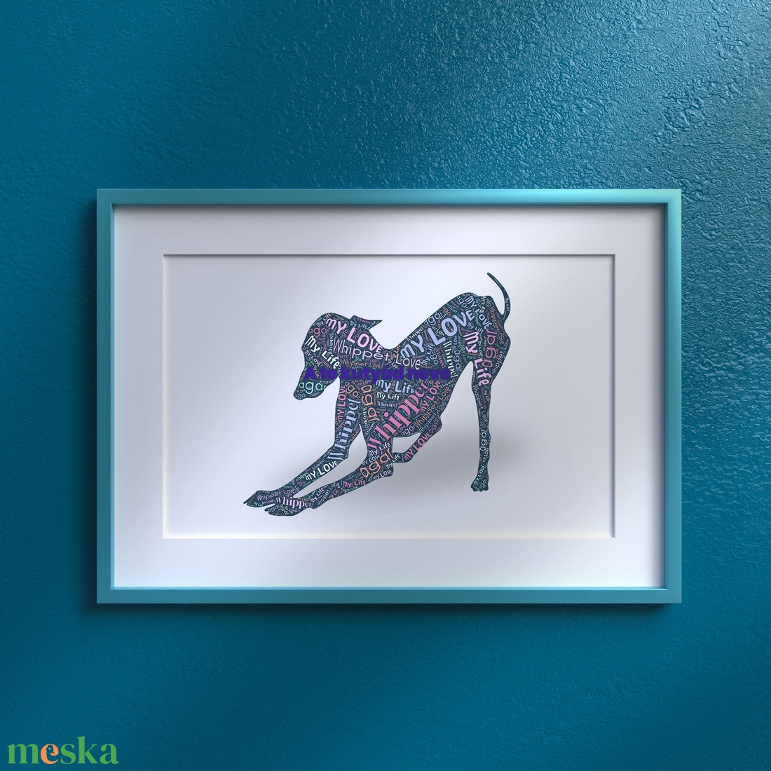 Whippet szófelhő kép  egyedi kutyás dekoráció, digitális letölthető fájl, A4 és A3 méretben - művészet - grafika & illusztráció - digitális - Meska.hu