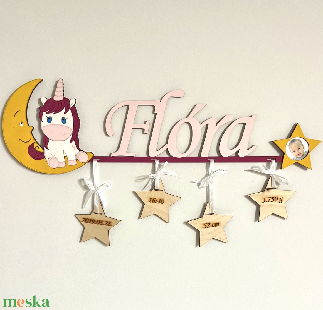 Unikornis névtábla gyerekszobába, ajtóra fából, gyerekszoba dekoráció, babaváró buliba ajándékötlet - otthon & életmód - babaszoba, gyerekszoba - babaszoba dekoráció - Meska.hu