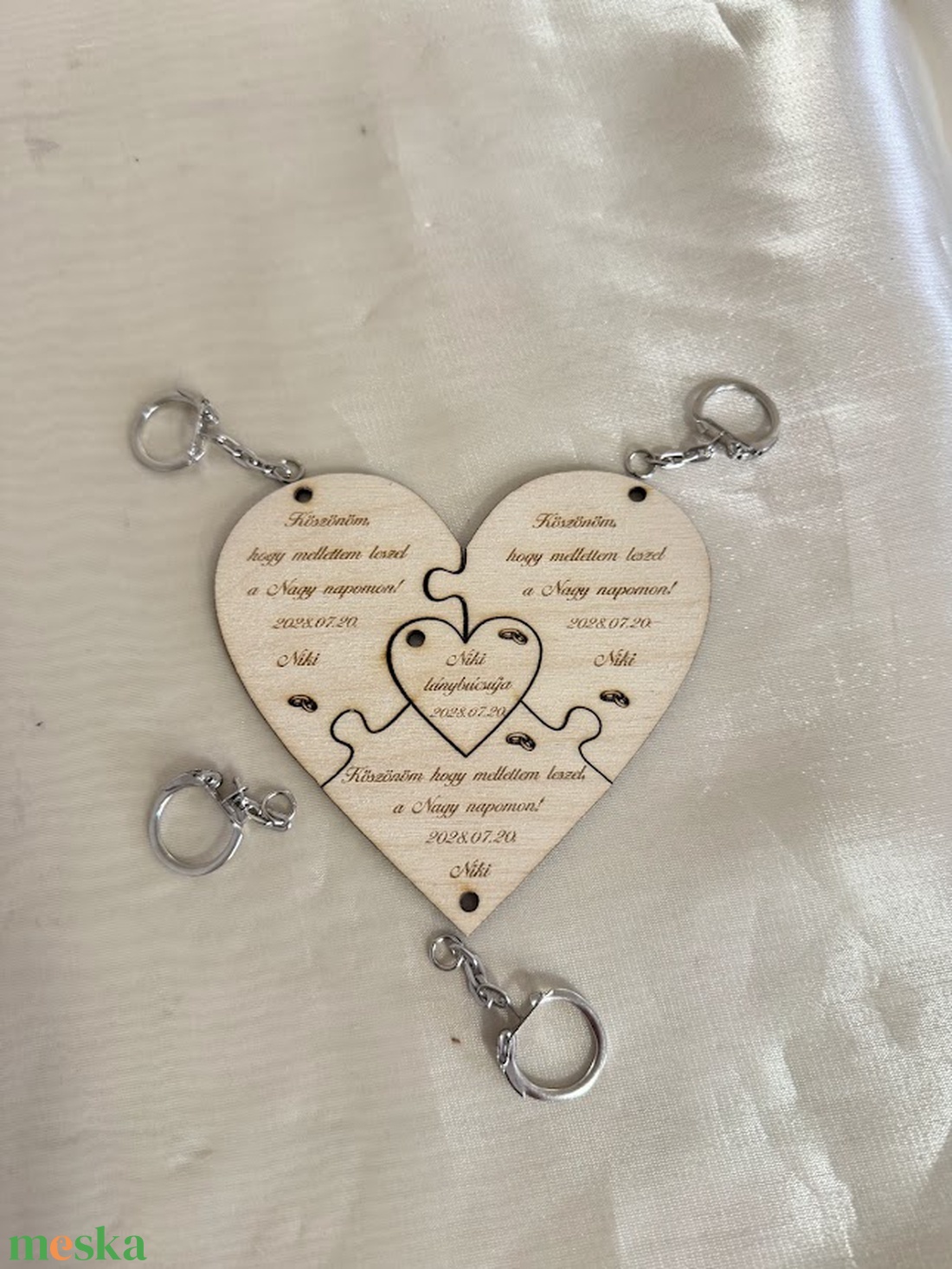 Puzzle szív kulcstartó szett � lánybúcsú ajándék koszorúslányoknak - esküvő - lánybúcsú - Meska.hu