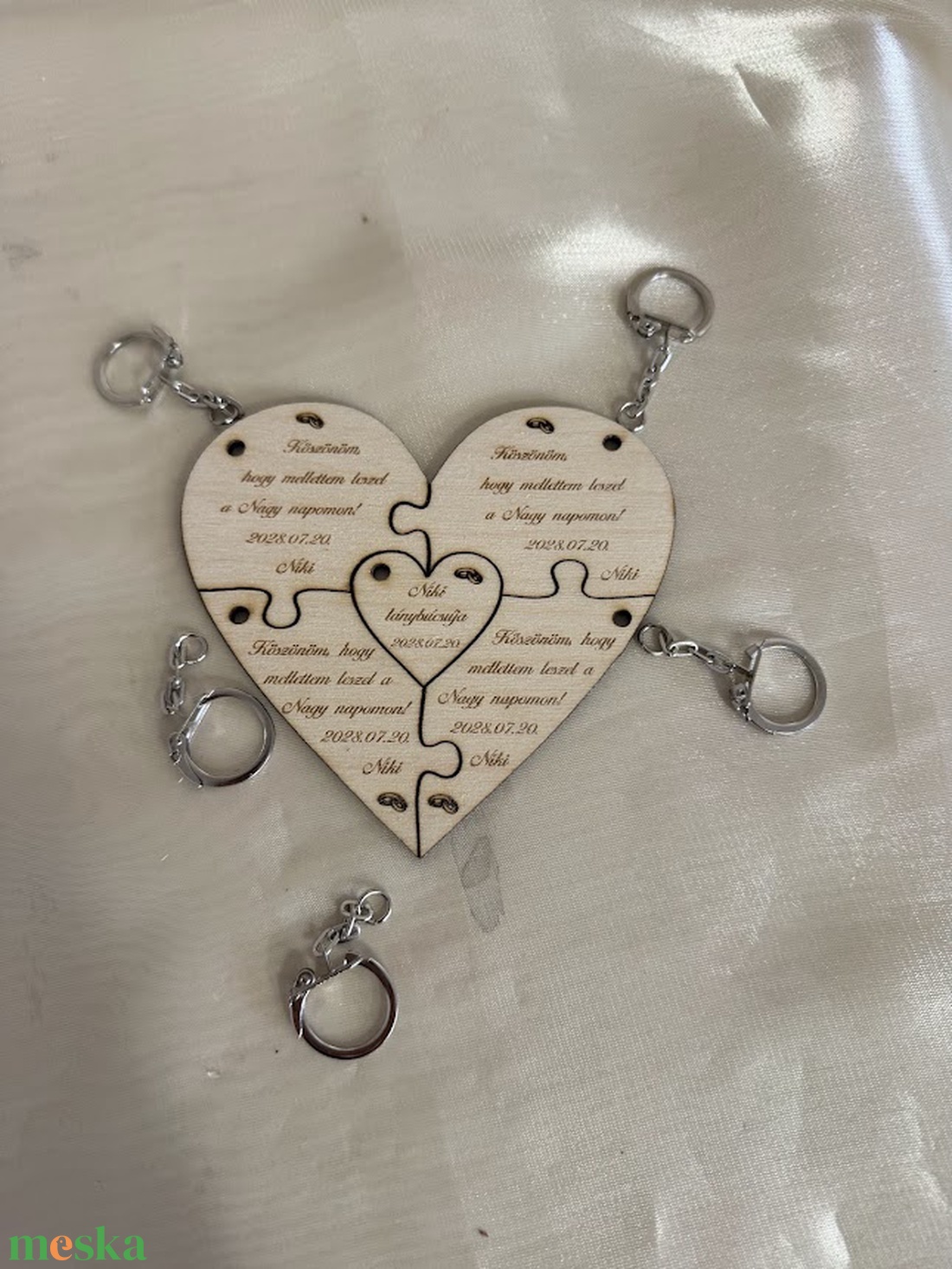 Puzzle szív kulcstartó szett � lánybúcsú ajándék koszorúslányoknak - esküvő - lánybúcsú - Meska.hu