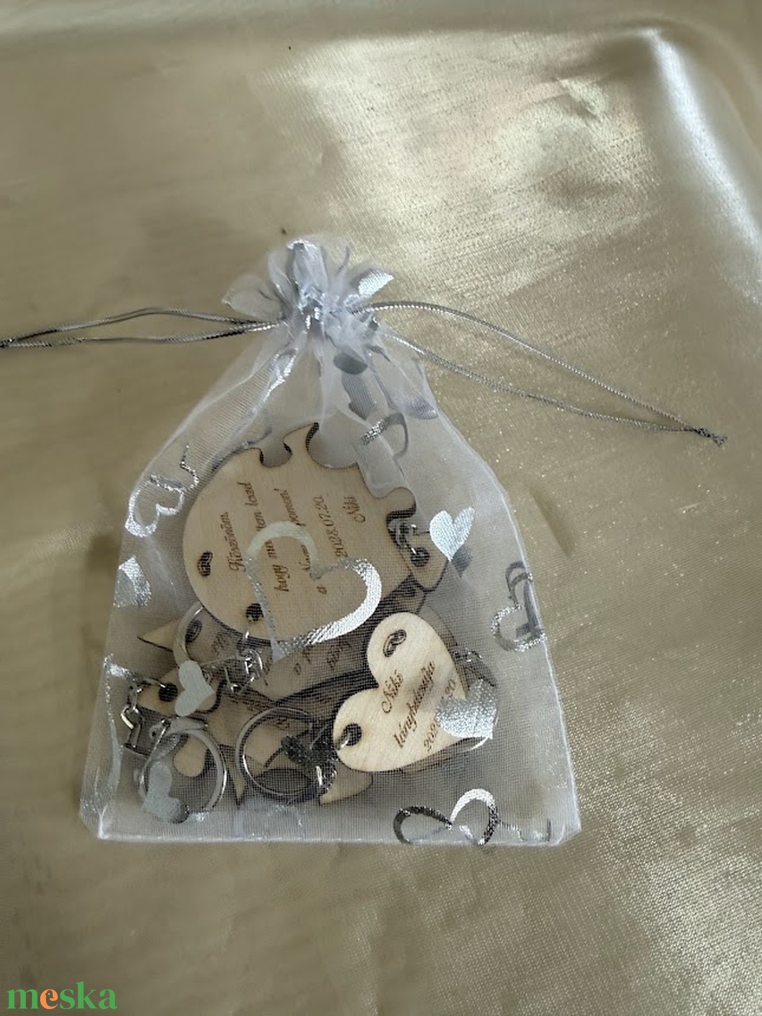 Puzzle szív kulcstartó szett � lánybúcsú ajándék koszorúslányoknak - esküvő - lánybúcsú - Meska.hu