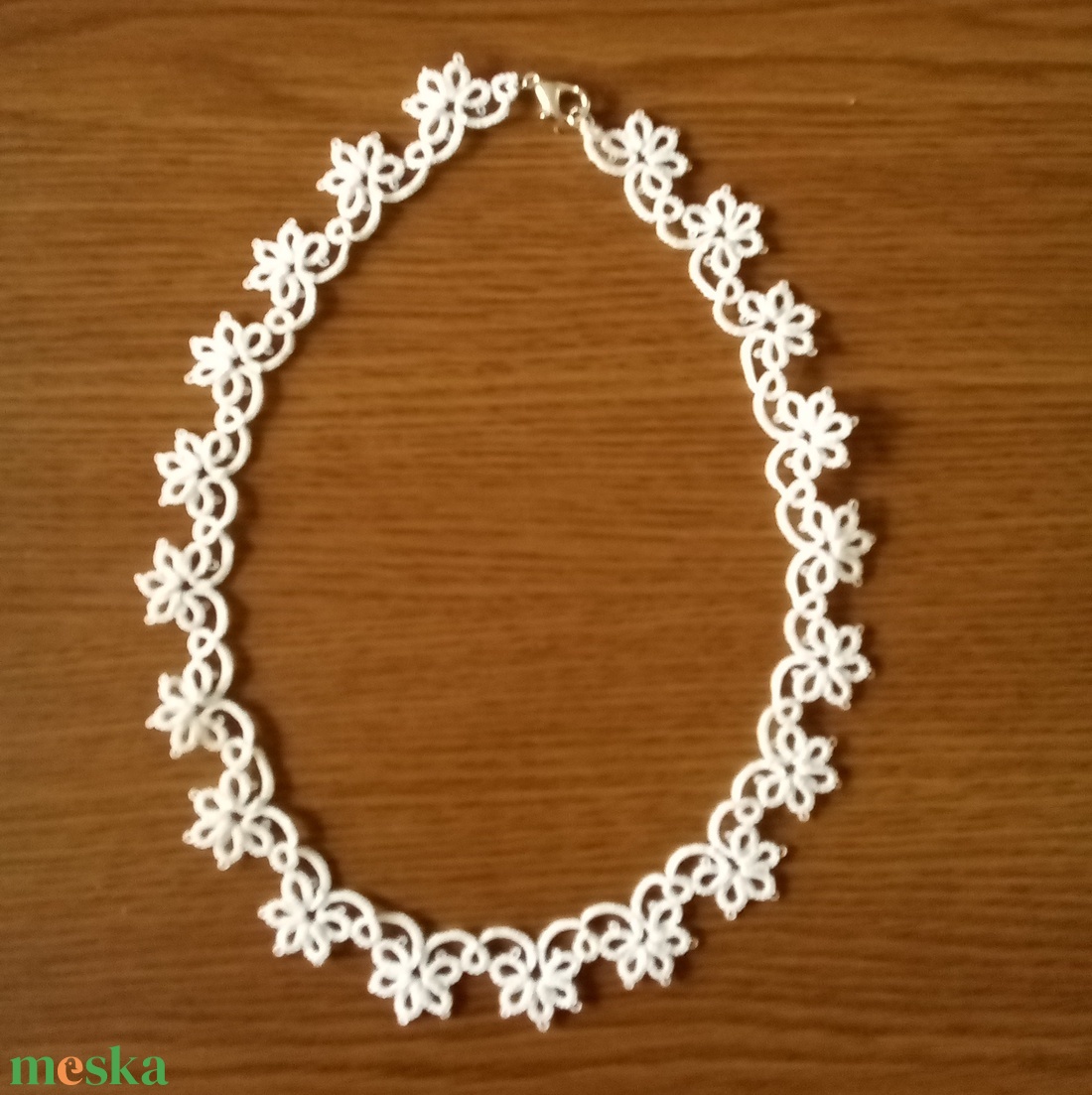 Fehér hajócsipke nyaklánc  - esküvő - ékszer - nyaklánc - Meska.hu