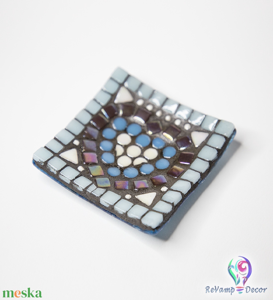 Üvegmozaik mécses vagy szappantartó mini mandala - otthon & életmód - gyertya, illat, aroma - mécses és mécsestartó - Meska.hu