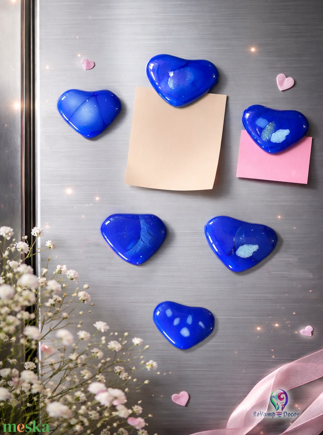 Kék szív hűtőmágnes olvasztott üvegből - otthon & életmód - dekoráció - kép & falikép - mozaik kép - Meska.hu