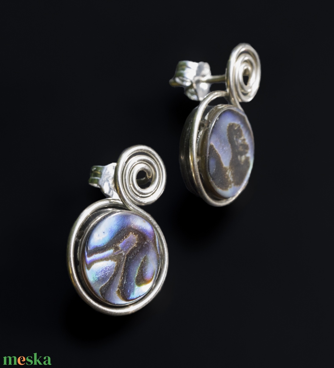 Ezüst abalone fülbevaló - ékszer - fülbevaló - pötty fülbevaló - Meska.hu Ezüst abalone fülbevaló - ékszer - fülbevaló - pötty fülbevaló - Meska.hu