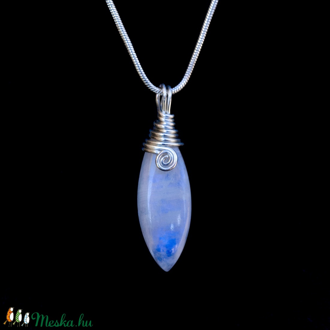 Ezüst holdkő medál - ékszer - nyaklánc - medálos nyaklánc - Meska.hu