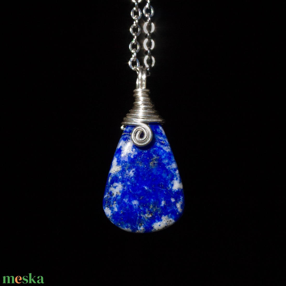 Ezüst lapis lazuli medál - ékszer - nyaklánc - medálos nyaklánc - Meska.hu