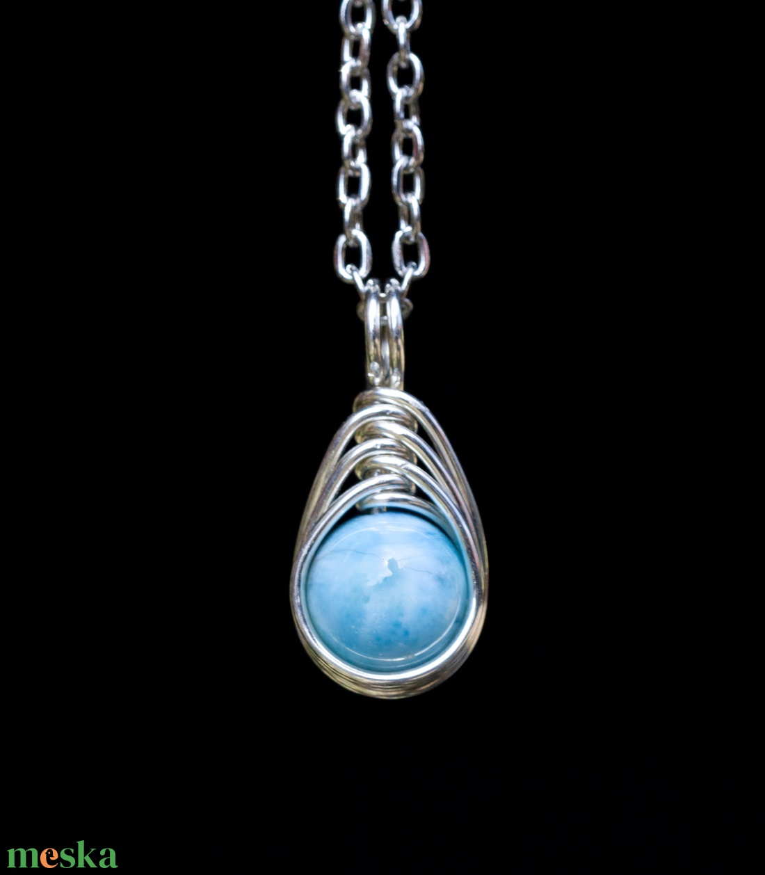 Ezüst larimár medál - ékszer - nyaklánc - medálos nyaklánc - Meska.hu