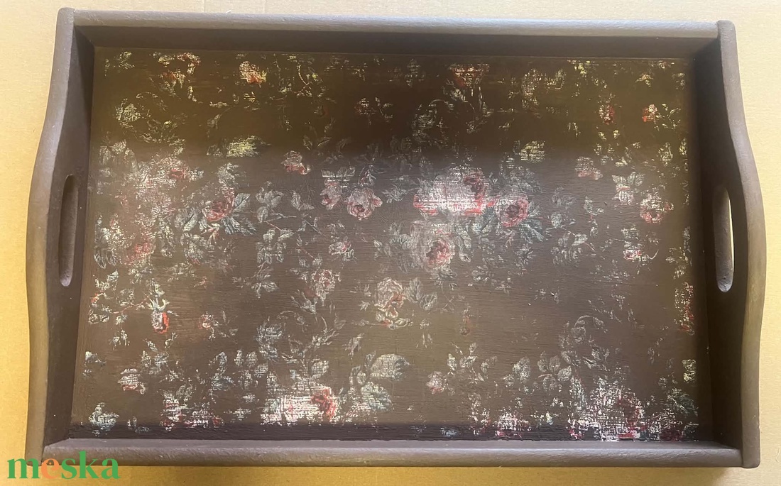  Fleurs d'Antan (Régi idők virágai)� Egyedi vintage tálca - otthon & életmód - konyhafelszerelés, tálalás - tálalás - tálca - Meska.hu