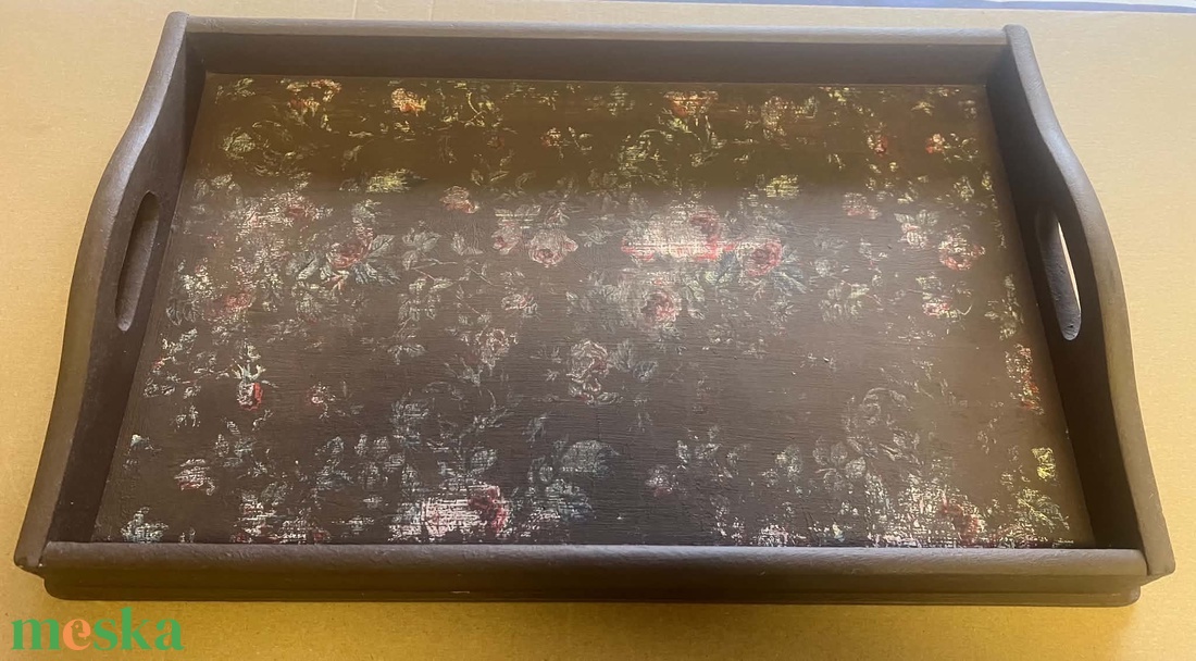  Fleurs d'Antan (Régi idők virágai)� Egyedi vintage tálca - otthon & életmód - konyhafelszerelés, tálalás - tálalás - tálca - Meska.hu
