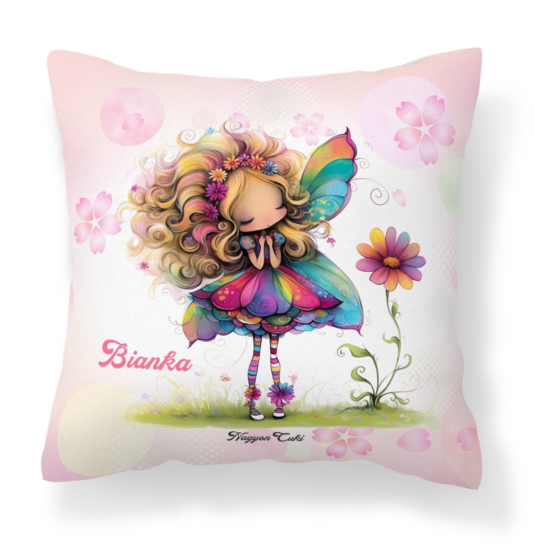 Névvel kérhető - Cuki virág tündér mintás párna - otthon & életmód - lakástextil - párna & párnahuzat - díszpárna (belsővel együtt) - Meska.hu