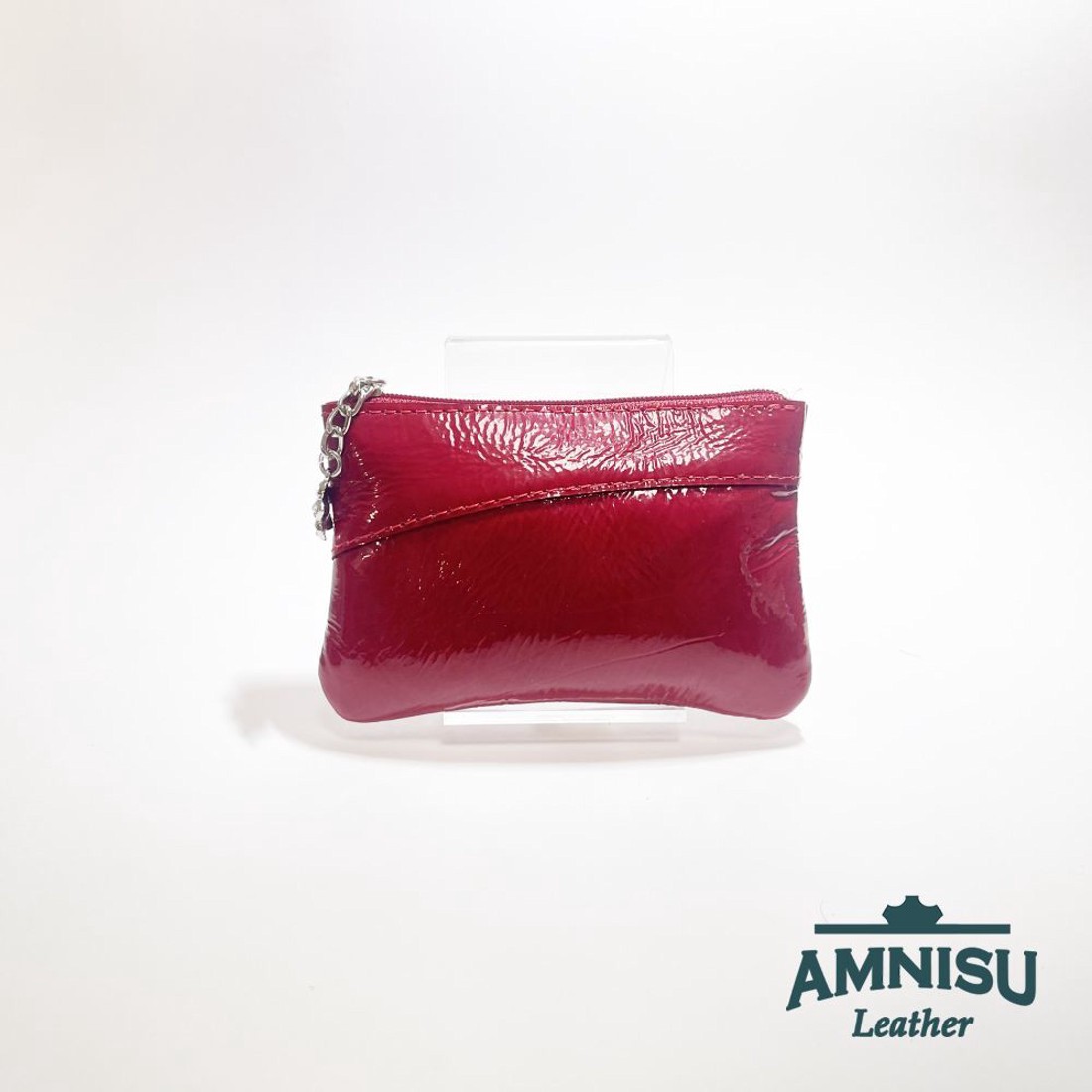 Piros gyűrt lakk ívelt egy cipzáras kulcstartó C5009 - táska & tok - kulcstartó & táskadísz - kulcstartó - Meska.hu