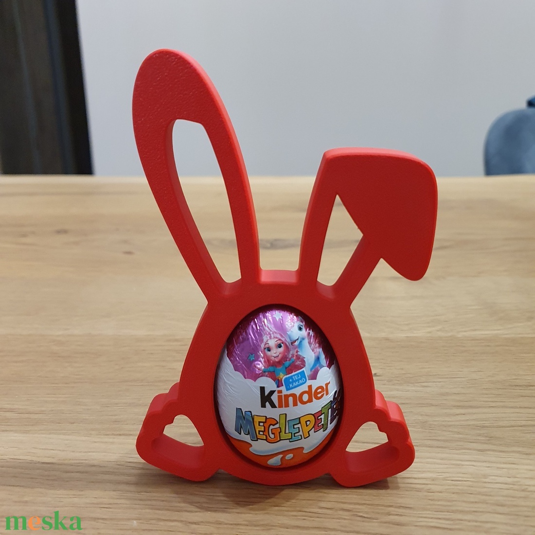 Húsvéti nyuszi Kinder tojás tartó � 3D nyomtatott dekoráció, fehér színben - otthon & életmód - dekoráció - húsvéti asztaldíszek - Meska.hu
