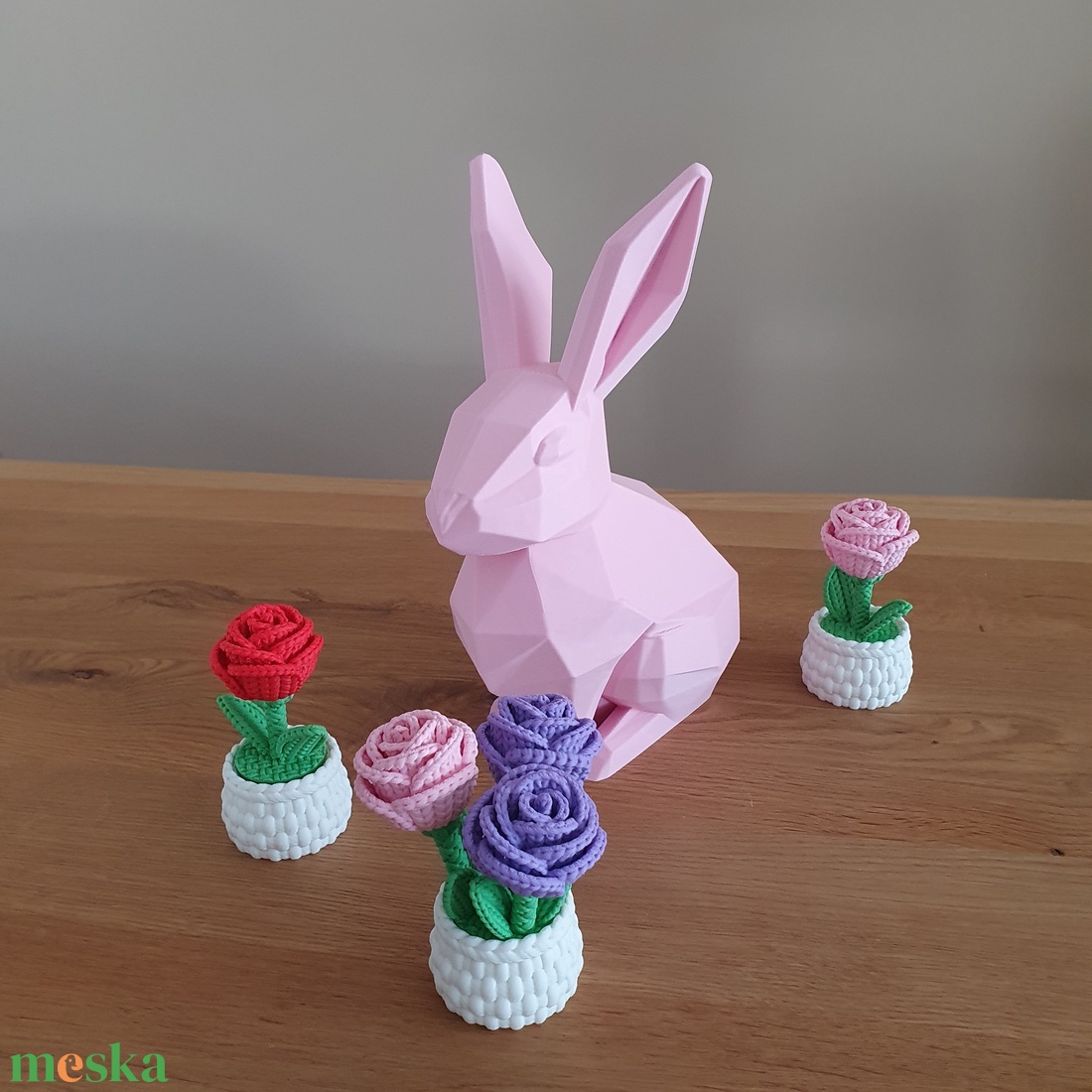 Húsvéti nyuszi és virág dekorációs szett - otthon & életmód - dekoráció - húsvéti asztaldíszek - Meska.hu