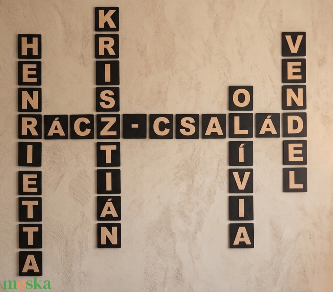 Személyre szabott Scrabble stílusú családi fali dekoráció � egyedi nevekkel - otthon & életmód - dekoráció - fali és függő dekoráció - betű & név - Meska.hu