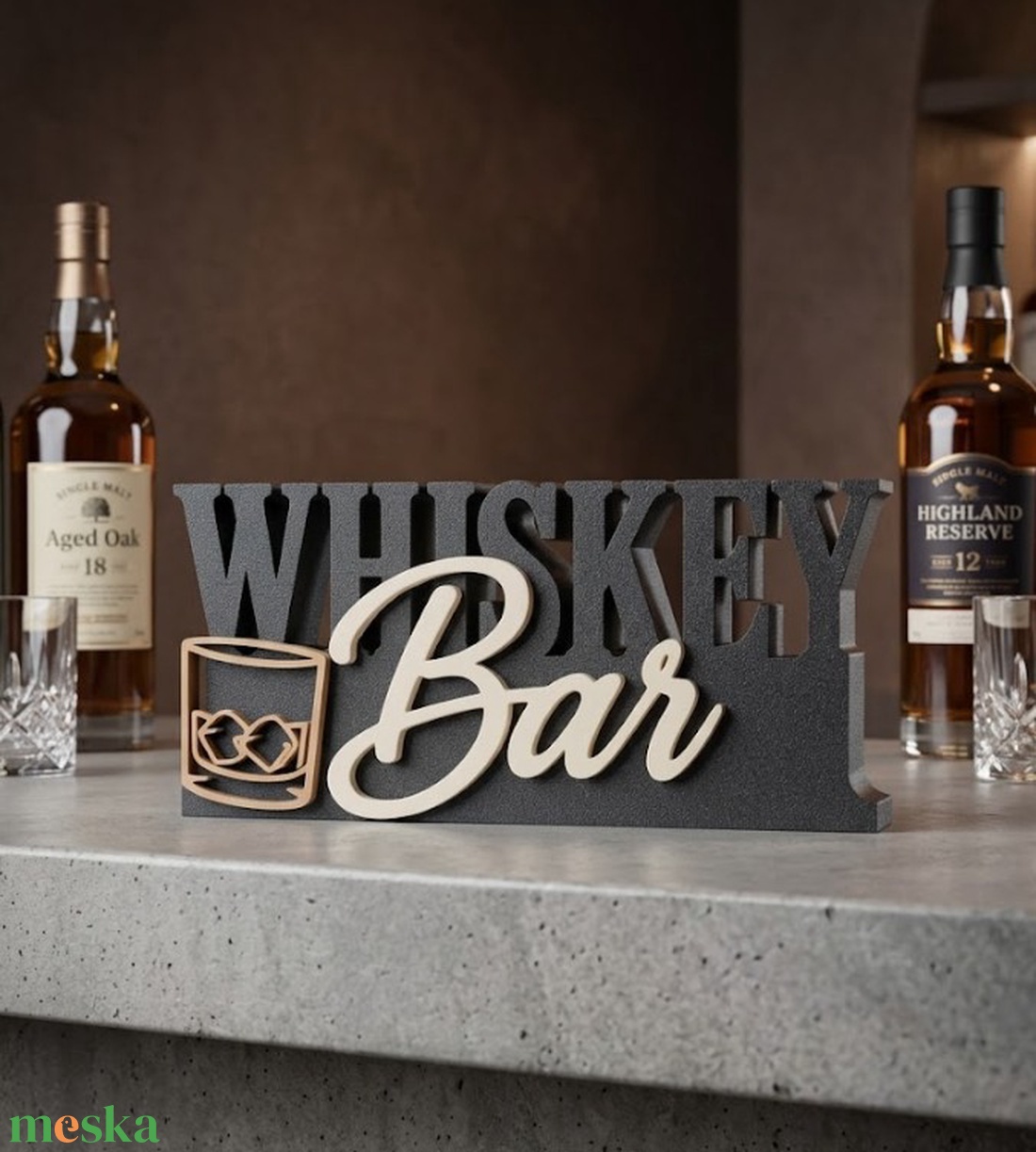 WHISKEY Bar asztali dekoráció � 3D nyomtatott bár dísz, ajándék whisky kedvelőknek - otthon & életmód - dekoráció - asztal és polc dekoráció - asztaldísz - Meska.hu