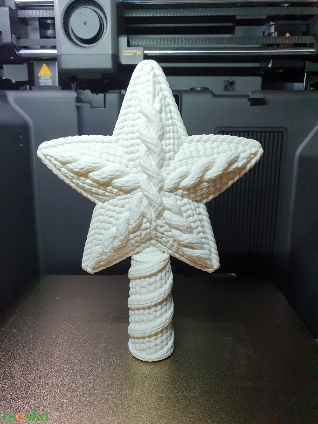 Karácsonyfa csúcsdísz csillag � kötött mintás, krémfehér, 20 cm - karácsony - karácsonyi lakásdekoráció - karácsonyfadíszek - Meska.hu